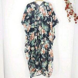 NWT Tropical Floral Sheer
Kimono Duster Cover Up